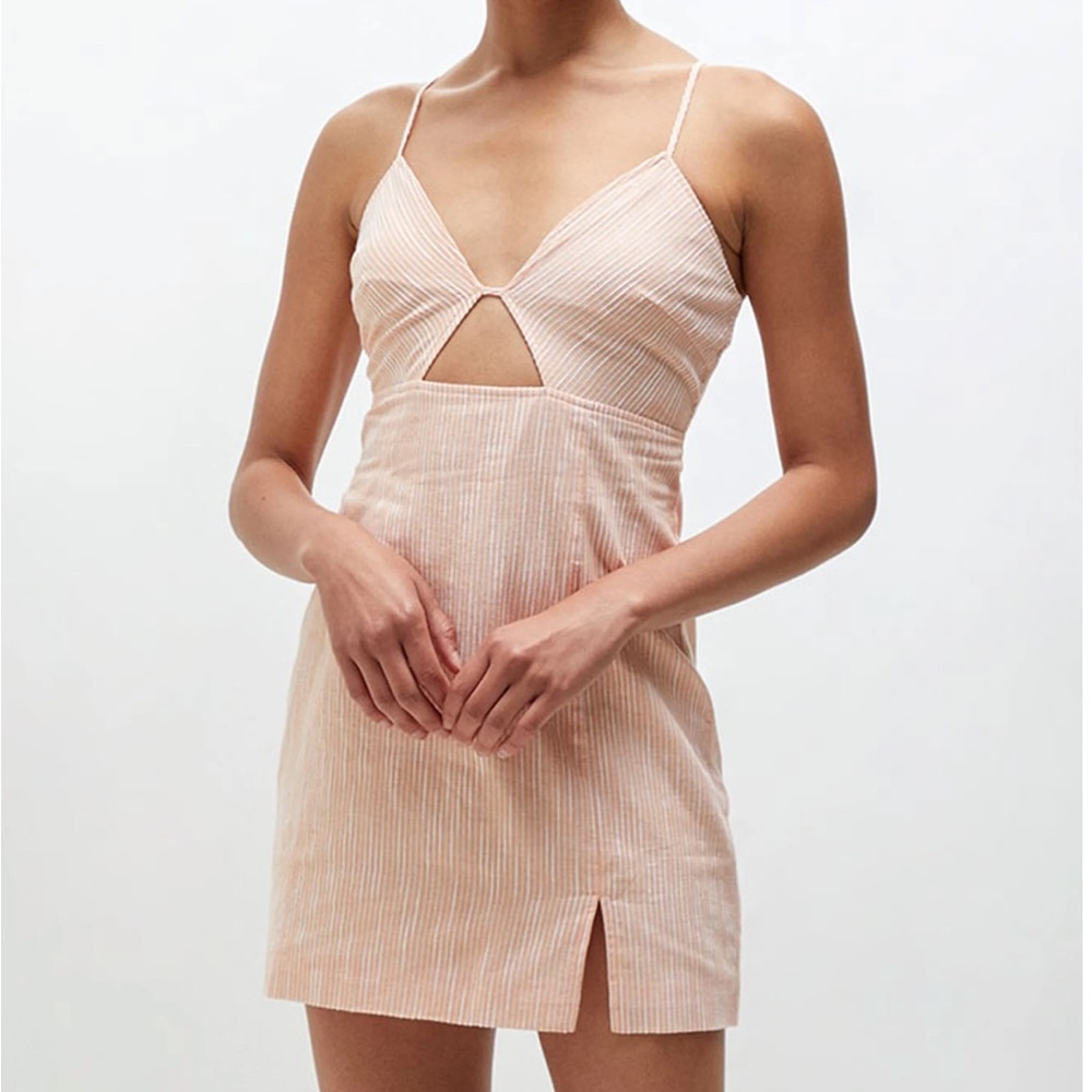 LA Hearts Orange White Stripe Cutout Mini Dress